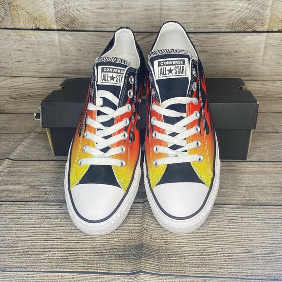 Converse Chuck Taylor All Star Low Flame Black 166259F Mens Size 10 Women 12